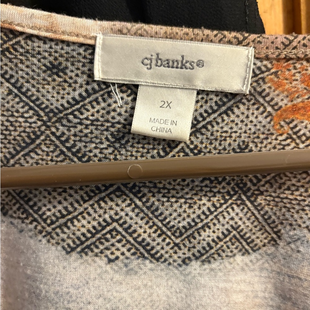 CJ Banks Multicolor Geometric Top 2X